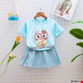 Sét áo thun Animal Owl và phần chân váy xếp ly đáng yêu cho bé xíu gái