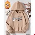 Áo Hoodie Hoạt hình màu be cá tính cho bé gái size lớn