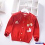 Áo khoác len thêu hình THỎ màu đỏ cho bé gái từ 2-8 tuổi
