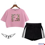Bộ áo beo Fendi và quần đùi cho bé gái từ 2-15 tuổi
