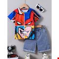 Bộ áo thun hoạt hình Super Man và quần short denim cho bé trai