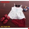 Bộ bé gái áo hai dây cực yêu cho bé từ 1-8 tuổi màu Đỏ Đô
