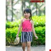 Bộ bé gái xinh yêu, quần sọc thun Mỹ cho bé gái từ 1-8 tuổi màu Hồng