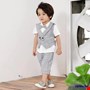 Bộ ghile 3 món kèm áo thun và nơ cho bé trai từ 1-4 tuổi