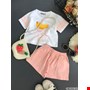 Bộ thun áo croptop hình CHUỐI và quần đùi cho bé gái