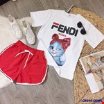 Bộ thun bé gái đắp mèo kim sa Fendi từ 1-15 tuổi