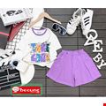 Bộ thun bé gái gồm áo thun Tarecare và quần giả váy xinh xắn