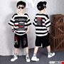 Bộ thun phong cách rock kẻ sọc MOMO cho bé trai