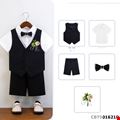 Bộ vest bé trai gồm ghile, áo sơ mi, quần short tặng kèm nơ và hoa cài áo