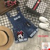 bộ yếm Jean đùi thêu đắp micky sành điệu cho bé