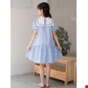 Đầm bé gái dáng babydoll cổ lá sen thắt nơ xinh xắn