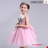 Đầm công chúa phủ ren hoa cho bé 2-10 tuổi màu hồng