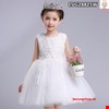 Đầm công chúa phủ ren hoa cho bé từ 2-10 tuổi màu trắng