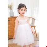 Đầm công chúa màu trắng thêu hoa cho bé gái từ 2-9 tuổi