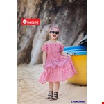 Đầm trễ vai caro kèm băng đô cho bé gái từ 5-15 tuổi