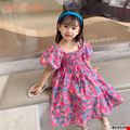 Đầm Hoa tay phồng dáng babydoll dành cho bé gái