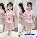 Sét áo cổ trụ kiểu Trung Hoa và chân váy voan cho bé gái từ 2-5 tuổi