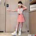 Set áo Croptop phối chân váy Kaki túi hộp đầy cá tính dành cho bé gái