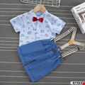Sét áo sơ mi cổ trụ hoạt hình và quần kèm dây đeo cho bé trai từ 8 tháng- 4 tuổi