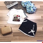 Set áo thun chân váy channel cực xinh cho bé gái từ 1 đến 15 tuổi