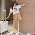 Set áo thun Cô Bé phối quần short kaki dễ thương dành cho bé gái