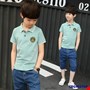Sét áo thun cổ trụ XANH RÊU và quần jean cho bé trai từ 5-12 tuổi