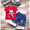 Bộ jean wash rách co giãn và áo gấu Bear cho bé trai- Size Đại
