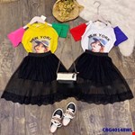 Sét áo thun New York và chân váy voan cho bé gái từ 2-15 tuổi