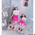 Set áo thun phối họa tiết Trái Tim kèm chân váy cực xinh cho bé gái