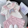 Sét áo tiểu thư phối chân váy xếp ly cực xinh dành cho bé gái