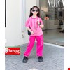 Sét bộ bé gái gồm áo thun loang màu và quần jogger túi hộp phong cách hiphop