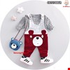 Set yếm gấu dễ thương cho bé từ 1-9 tuổi màu đỏ (không kèm túi) (sọc áo cùng màu với yếm )