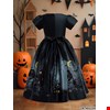 Váy Halloween Bé Gái Sát Nách Họa Tiết Halloween, Nơ Sang Trọng