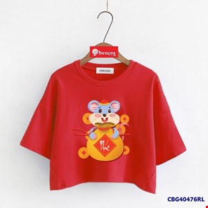 Áo croptop chuột VÀNG cho bé gái