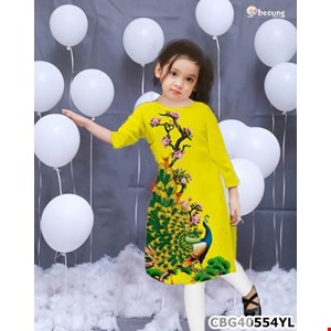 Áo dài cách tân phối quần legging CÔNG NGÀY XUÂN cho bé gái