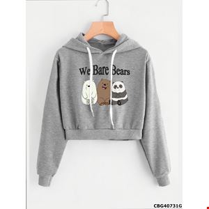 Áo hoodie dáng croptop WE BARE BEAR xinh xắn cho bé gái