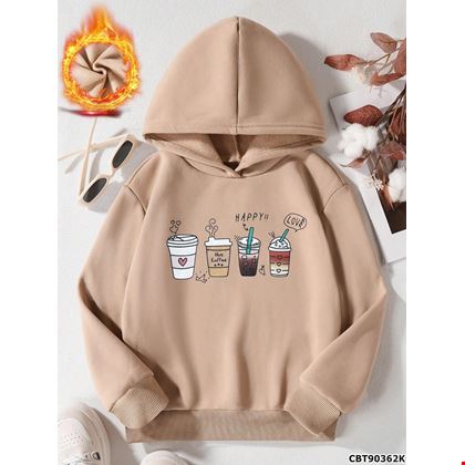 Áo Hoodie Hoạt hình màu be cá tính cho bé gái size lớn