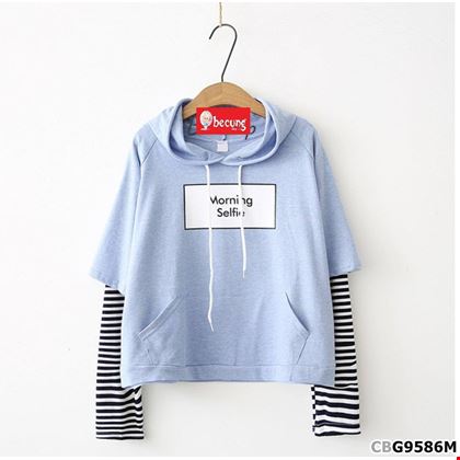 Áo hoodie phối tay sọc SELFI dành cho bé gái