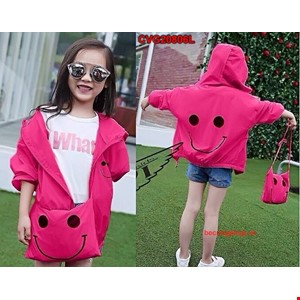 Áo khoác gió mặt cười kèm túi xách dễ thương cho bé gái 1 - 8 tuổi_CVG20806L