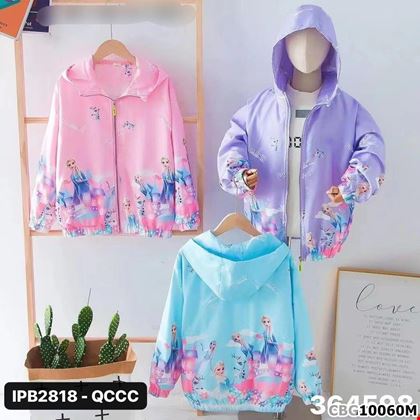 Áo khoác gió phối họa tiết Elsa dễ thương dành cho bé gái