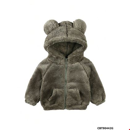 Áo khoác lông lót nỉ màu đông tai gấu xinh xắn cho bé