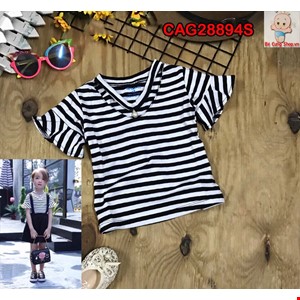 Aó thun cổ cách điệu cho bé từ 1-8 tuổi sọc ngang