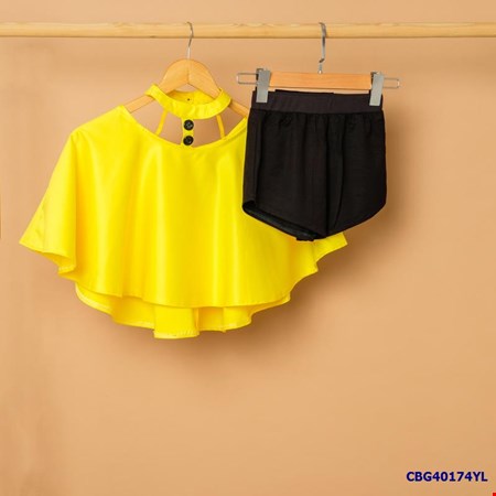 Bộ áo cổ Chocker và quần đùi thiết kế cho bé gái từ 2-13 tuổ