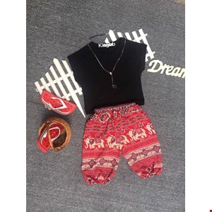 bộ áo croptop quần alibaba cho bé size từ 26 đến 45 kg