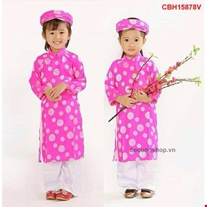 Bộ áo dài gấm Thái Tuấn loại 1 không kèm khăn đóng cho bé gái màu hồng  từ 1-8 Tuổi
