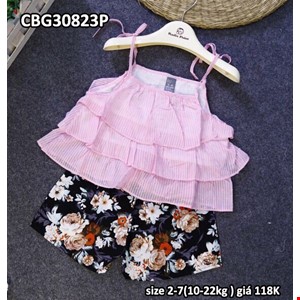 Bộ bé gái 2 dây từ 1-7 tuổi màu hồng