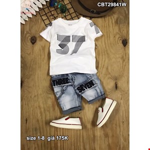 Bộ bé trai set jeans seven in số 37 cho bé từ 1-8 tuổi màu Trắng