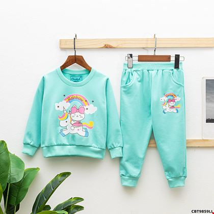 BỘ dài tay da cá ngựa RAINBOW xinh cho bé gái