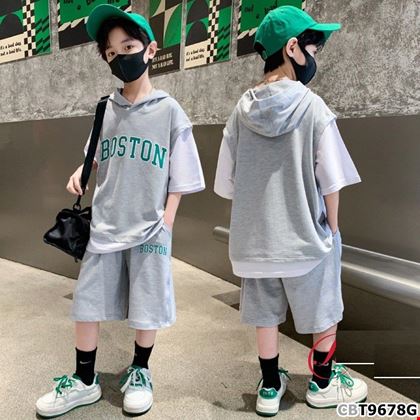 Bộ đồ thun thể thao BOSTTON phối nón cực ngầu dành cho bé trai