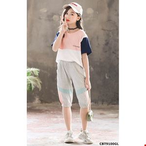 Bộ lửng áo thun và  quần bo gấu sành  điệu cho bé gái